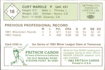 1983 Fritsch Visalia Oaks #18 Curt Wardle Back