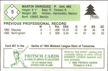 1983 Fritsch Wausau Timbers #5 Martin Enriquez Back