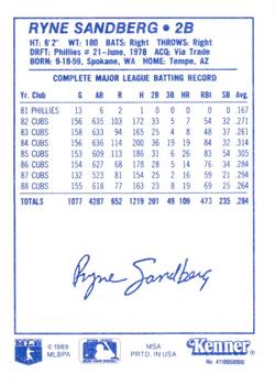 1989 Kenner Starting Lineup Cards One-on-One #4118050000 Ryne Sandberg Back