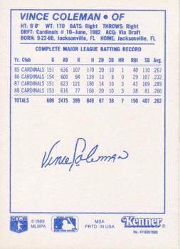 1989 Kenner Starting Lineup Cards One-on-One #4118051000 Vince Coleman Back
