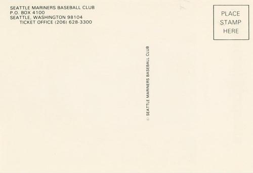 1985 Seattle Mariners Postcards #NNO Jim Mahoney Back