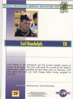 1999 Blueline Norwich Navigators #29 Carl Randolph Back