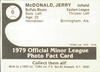 1979 TCMA Buffalo Bisons #6 Jerry McDonald Back