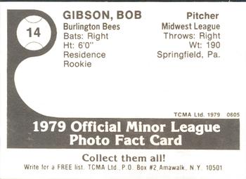 1979 TCMA Burlington Bees #14 Bob Gibson Back