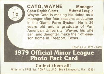 1979 TCMA Cedar Rapids Giants #15 Wayne Cato Back