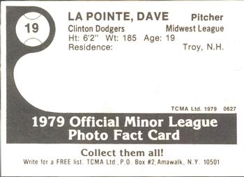 1979 TCMA Clinton Dodgers #19 Dave LaPointe Back