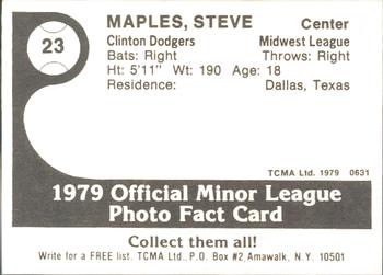 1979 TCMA Clinton Dodgers #23 Steve Maples Back