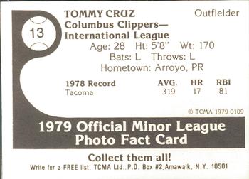 1979 TCMA Columbus Clippers #13 Tommy Cruz Back
