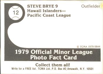 1979 TCMA Hawaii Islanders #12 Steve Brye Back