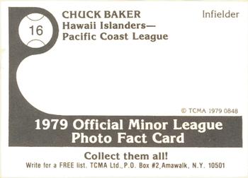 1979 TCMA Hawaii Islanders #16 Chuck Baker Back