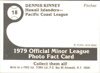 1979 TCMA Hawaii Islanders #18 Dennis Kinney Back