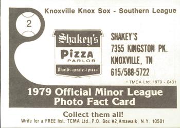 1979 TCMA Knoxville Knox Sox #2 Phil Trucks Back