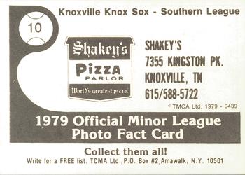 1979 TCMA Knoxville Knox Sox #10 John Flannery Back