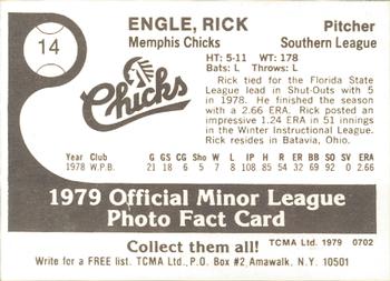 1979 TCMA Memphis Chicks #14 Rick Engle Back