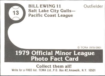 1979 TCMA Salt Lake City Gulls #13 Bill Ewing Back