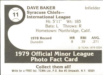 1979 TCMA Syracuse Chiefs #11 Dave Baker Back