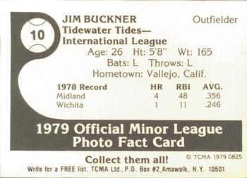 1979 TCMA Tidewater Tides #10 Jim Buckner Back