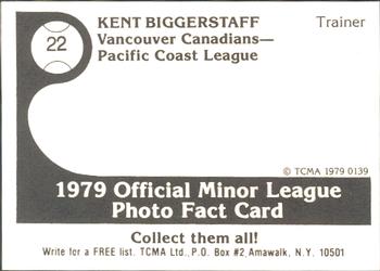 1979 TCMA Vancouver Canadians #22a Kent Biggerstaff Back