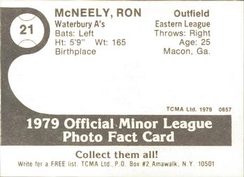 1979 TCMA Waterbury A's #21 Ron McNeely Back