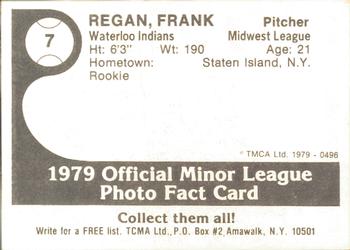 1979 TCMA Waterloo Indians #7 Frank Regan Back
