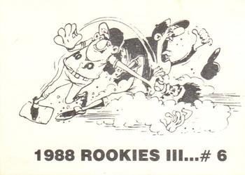 1988 Rookies III (unlicensed) #6 Sandy Alomar Back