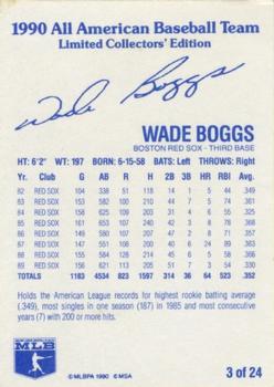 1990 MSA All-American Baseball Team #3 Wade Boggs Back