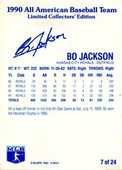 1990 MSA All-American Baseball Team #7 Bo Jackson Back