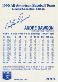 1990 MSA All-American Baseball Team #24 Andre Dawson Back
