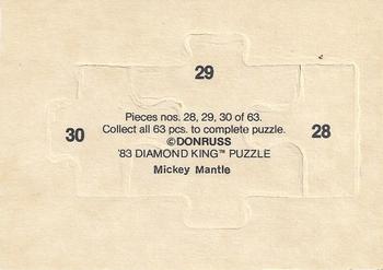 1983 Donruss Hall of Fame Heroes - Mickey Mantle Puzzle #28-30 Mickey Mantle Back