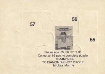 1983 Donruss Hall of Fame Heroes - Mickey Mantle Puzzle #55-57 Mickey Mantle Back