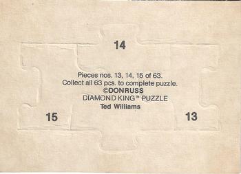 1984 Donruss Action All-Stars - Ted Williams Puzzle #13-15 Ted Williams Back