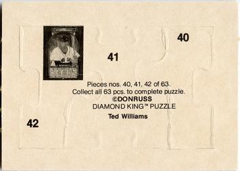 1984 Donruss Action All-Stars - Ted Williams Puzzle #40-42 Ted Williams Back