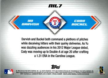 2012 Bowman Sterling - Next In Line #NIL7 Cody Buckel / Yu Darvish Back