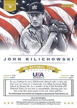 2012 Panini USA Baseball - 18U National Team Dual Jerseys Signatures #10 John Kilichowski Back
