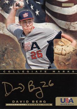 2012 Panini USA Baseball - Collegiate National Team Collegiate Marks Signatures #1 David Berg Front