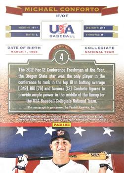 2012 Panini USA Baseball - Collegiate National Team Signatures #4 Michael Conforto Back
