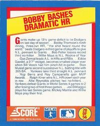 1989 Score - Magic Motion: A Year to Remember #20 Bobby Thomson: 1951 Back