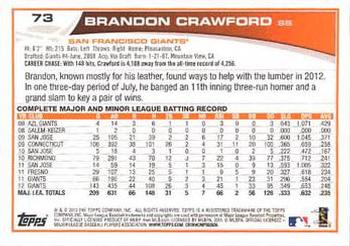 2013 Topps - Emerald Foil #73 Brandon Crawford Back