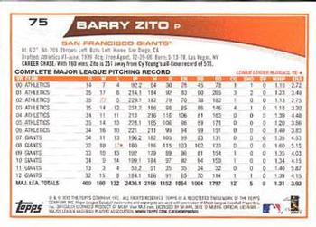 2013 Topps - Emerald Foil #75 Barry Zito Back