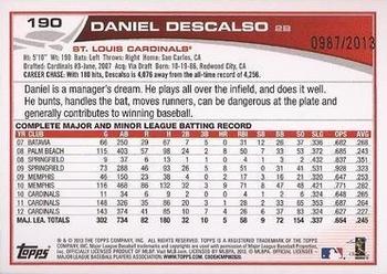 2013 Topps - Gold #190 Daniel Descalso Back