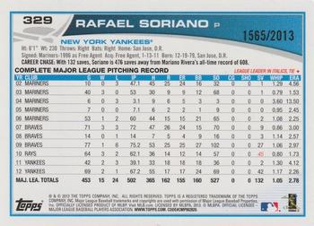 2013 Topps - Gold #329 Rafael Soriano Back