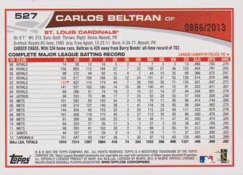 2013 Topps - Gold #527 Carlos Beltran Back