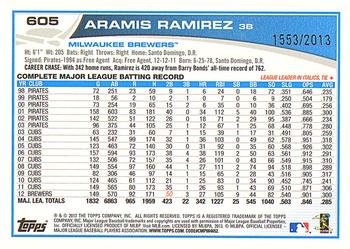 2013 Topps - Gold #605 Aramis Ramirez Back