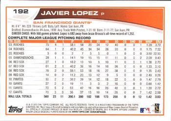 2013 Topps - Platinum #192 Javier Lopez Back