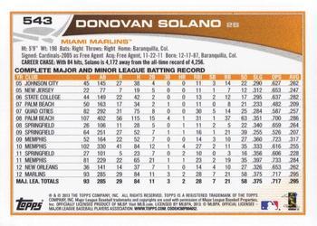 2013 Topps - Platinum #543 Donovan Solano Back