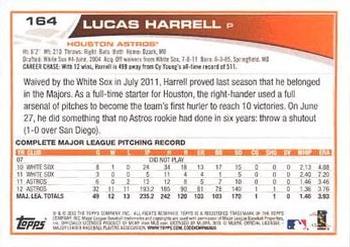 2013 Topps - Red #164 Lucas Harrell Back