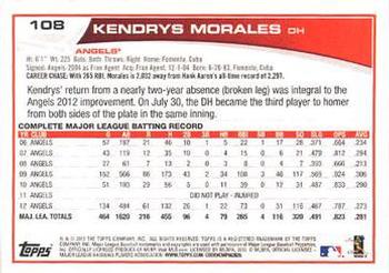 2013 Topps - Blue #108 Kendrys Morales Back
