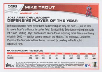 2013 Topps - Blue #536 Mike Trout Back