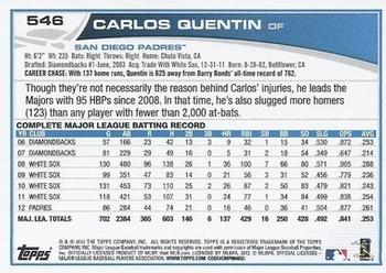 2013 Topps - Blue #546 Carlos Quentin Back