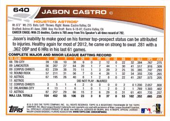 2013 Topps - Blue #640 Jason Castro Back